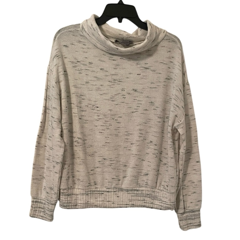 Anthropologie Women’s White Gray Speckled Knit Cowlneck Pullover Sweater Size S